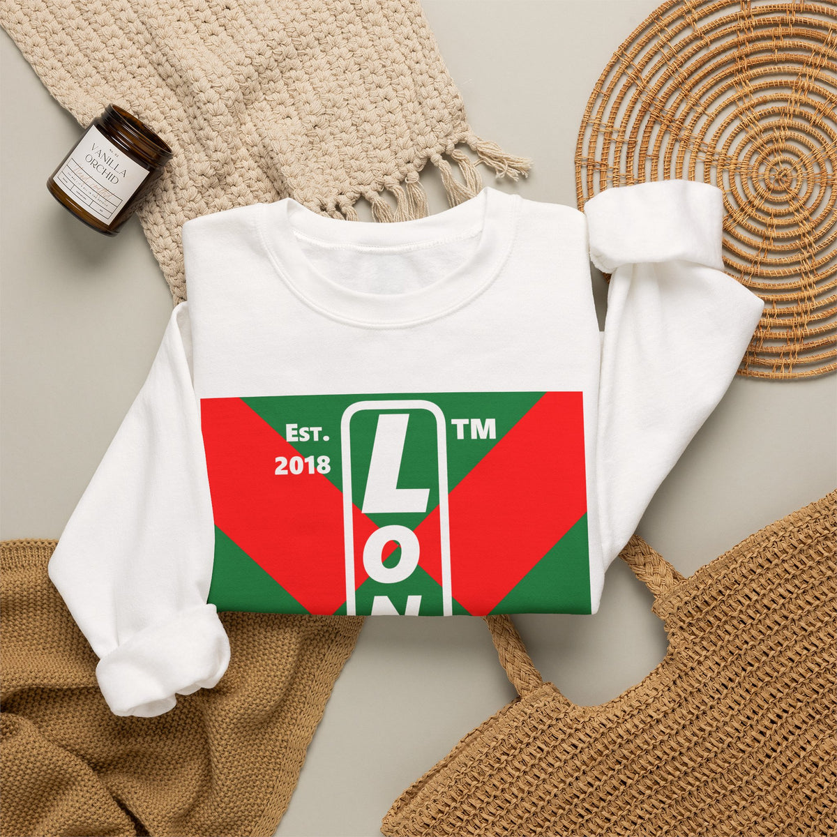 LongD Hyde Park negative upright argyle x logo (Xmas colors) crewneck sweatshirt