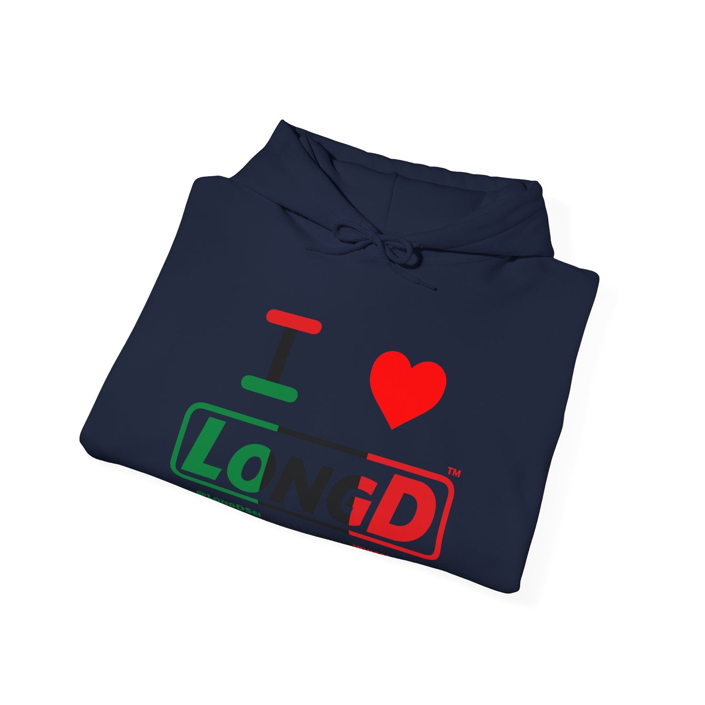 I Luv LongD® Logo Hoodie with Juneteenth positive thirds text