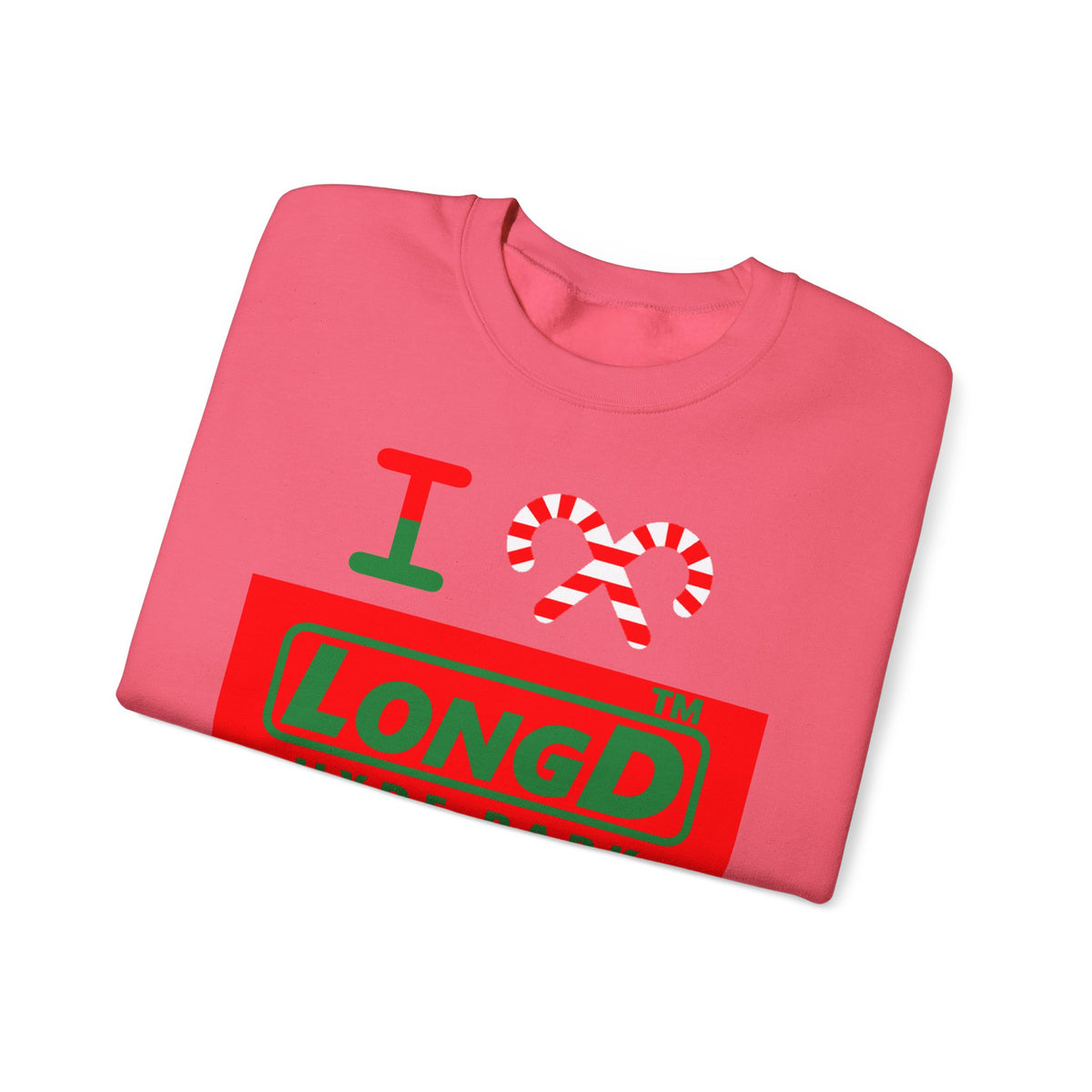 I candy cane LongD Hyde Park logo positive green on negative red crewneck sweatshirt