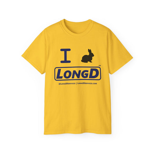 I Bunny LongD® Official Logo Cotton Tee (black Easter Bunny)