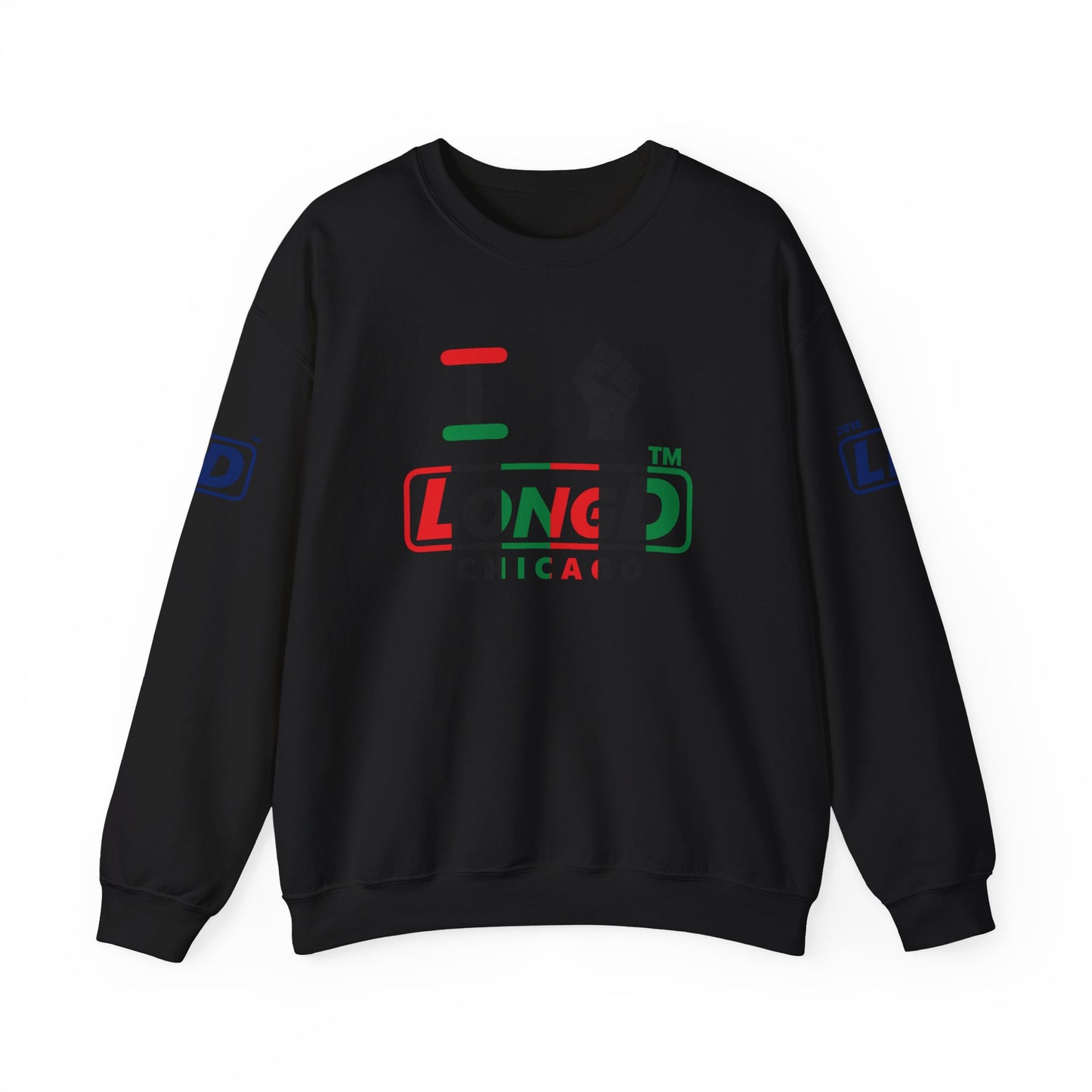 I fist LongD positive vertical 6-striped 4-print Chicago logo crewneck sweatshirt