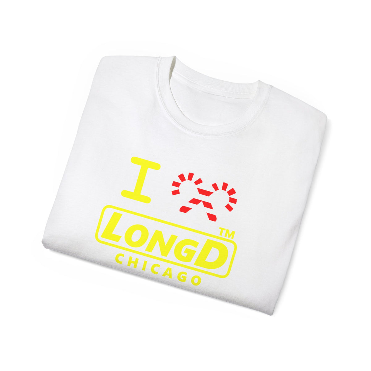 I candy cane LongD Chicago positive alternate basic yellow logo cotton tee