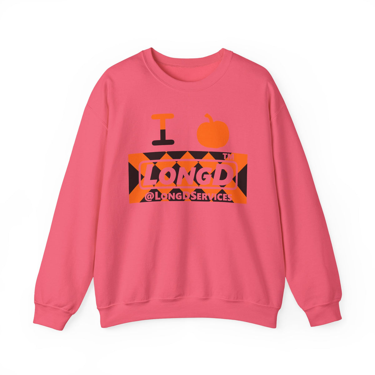 I pumpkin LongD Tag negative stylized argyle logo crewneck sweatshirt