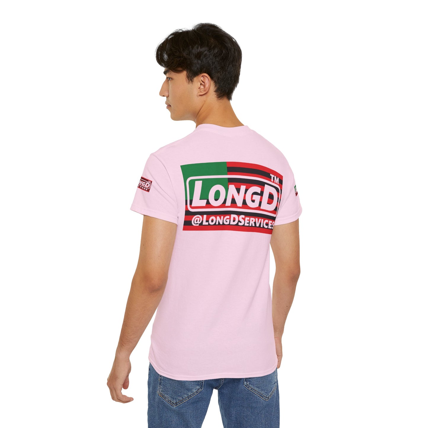 LongD negative flag Hyde Park logo 4-print cotton tee (Juneteenth colors)