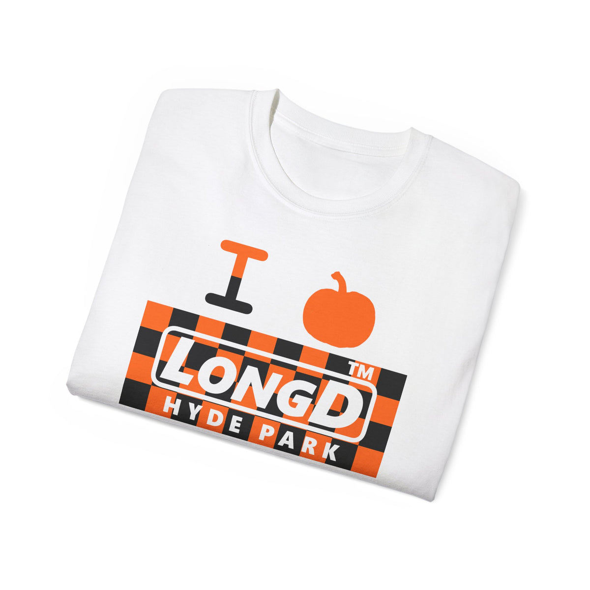 I pumpkin LongD Hyde Park negative checkered logo cotton tee
