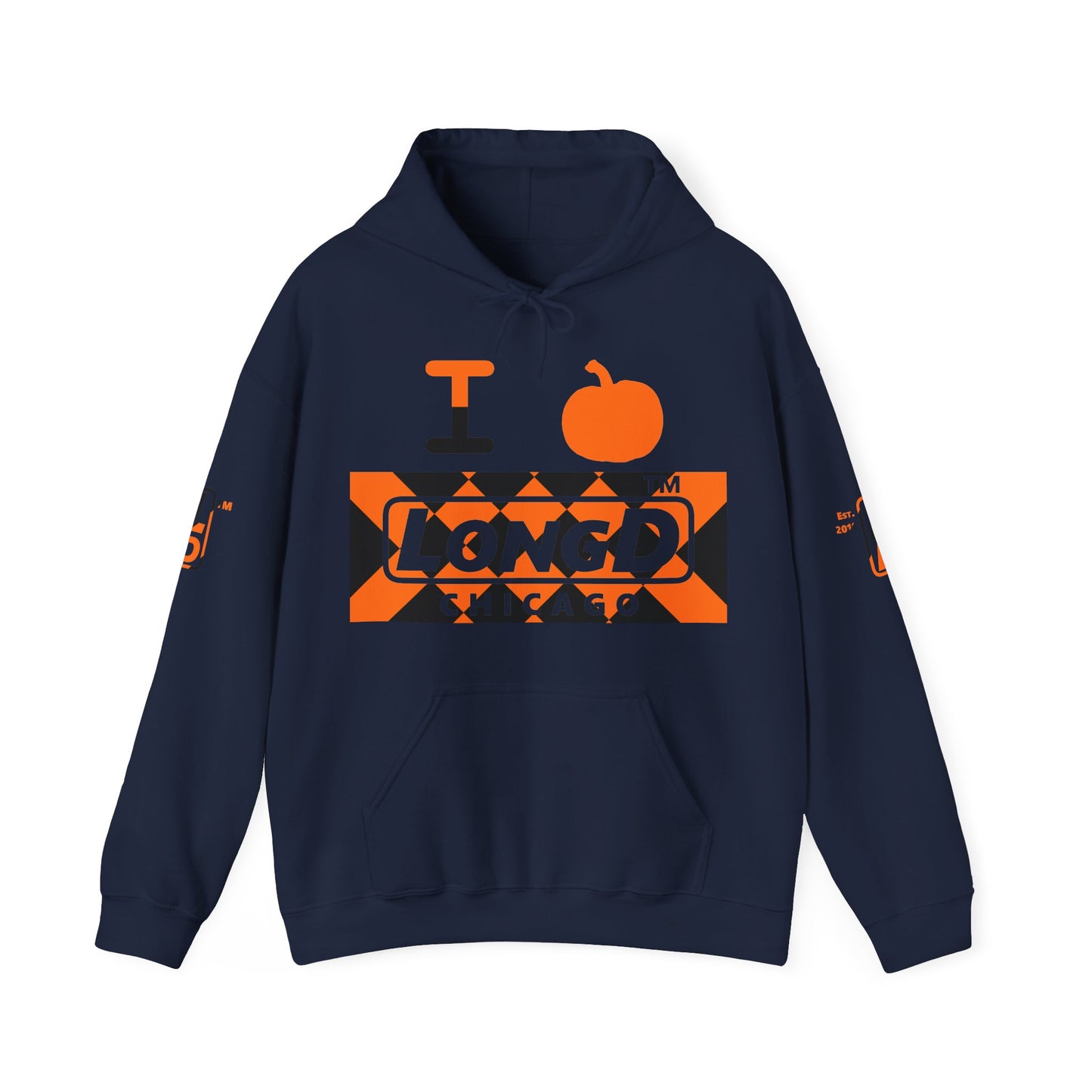 I pumpkin LongD Chicago negative stylized argyle 4-print logo hoodie