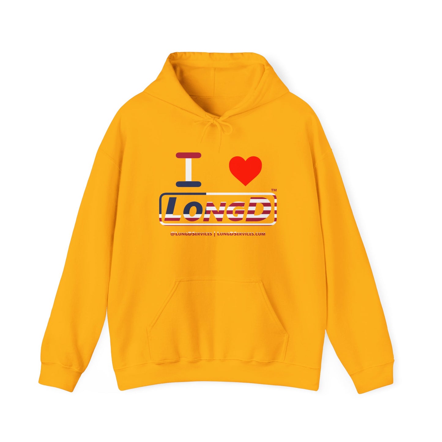 I Luv LongD® Logo Hoodie red, white and blue positive flag