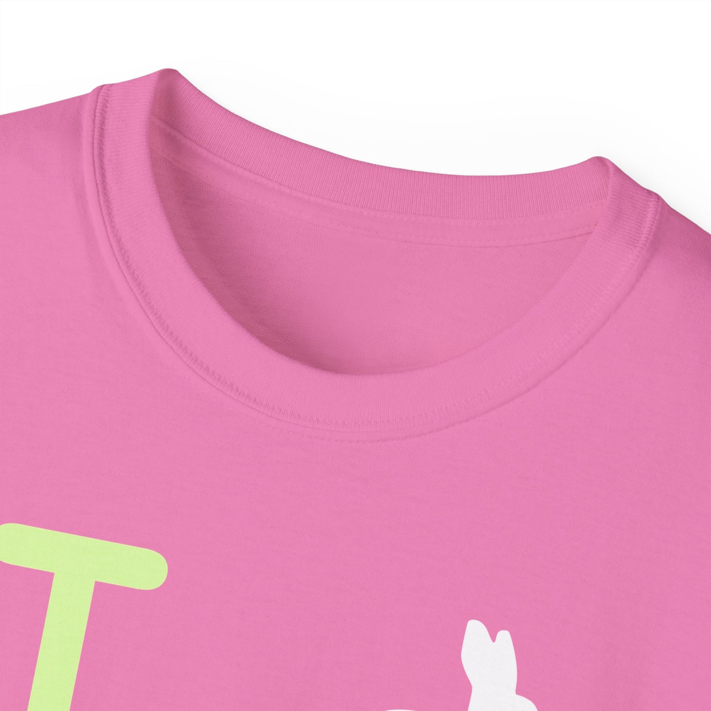 I Bunny LongD® Logo Cotton Tee Easter pastel green negative text (white Easter Bunny)