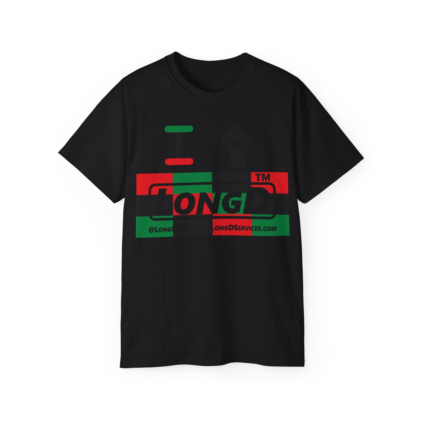 I fist LongD negative 3x4 tag-domain logo cotton tee
