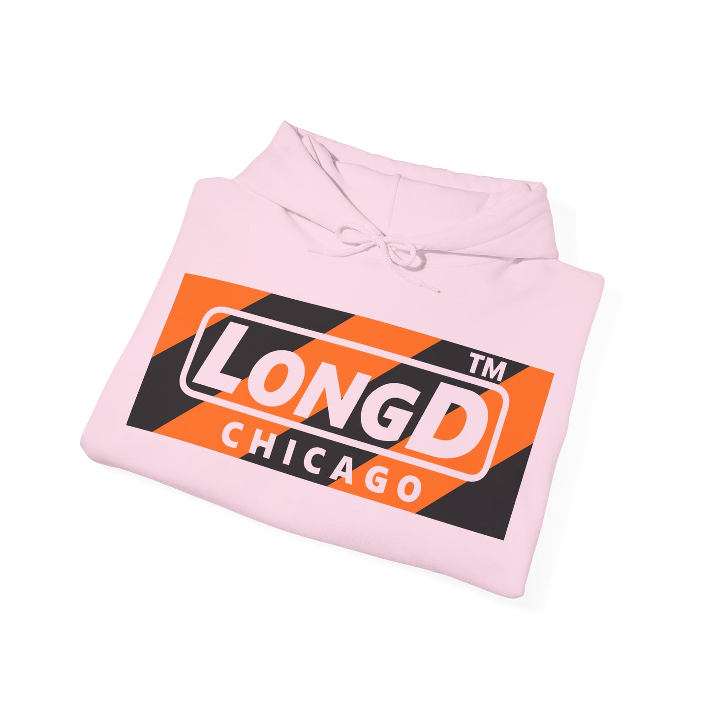 LongD Chicago negative diagonal 6-striped front-back logo (Halloween colors) hoodie