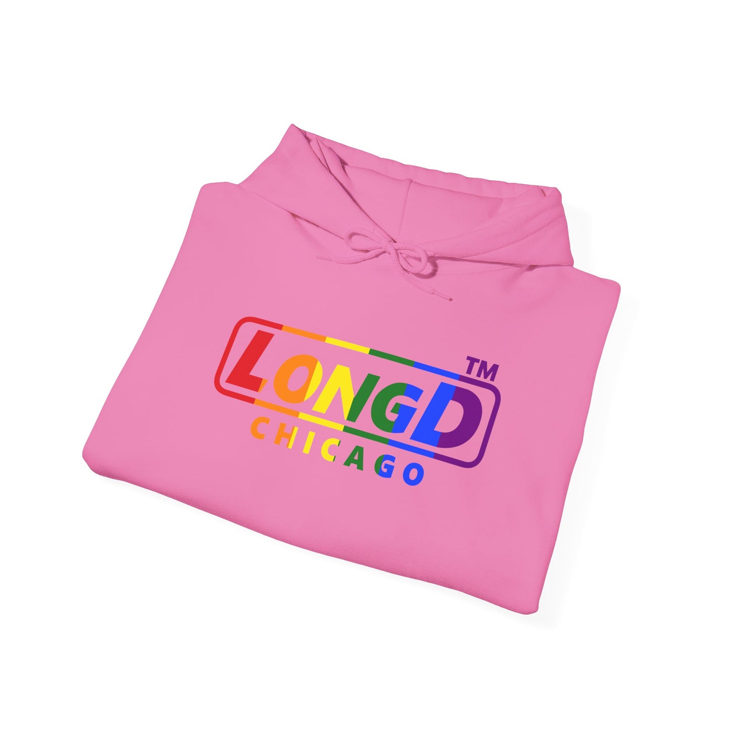 LongD® positive vertical striped Chicago logo hoodie (Pride colors)