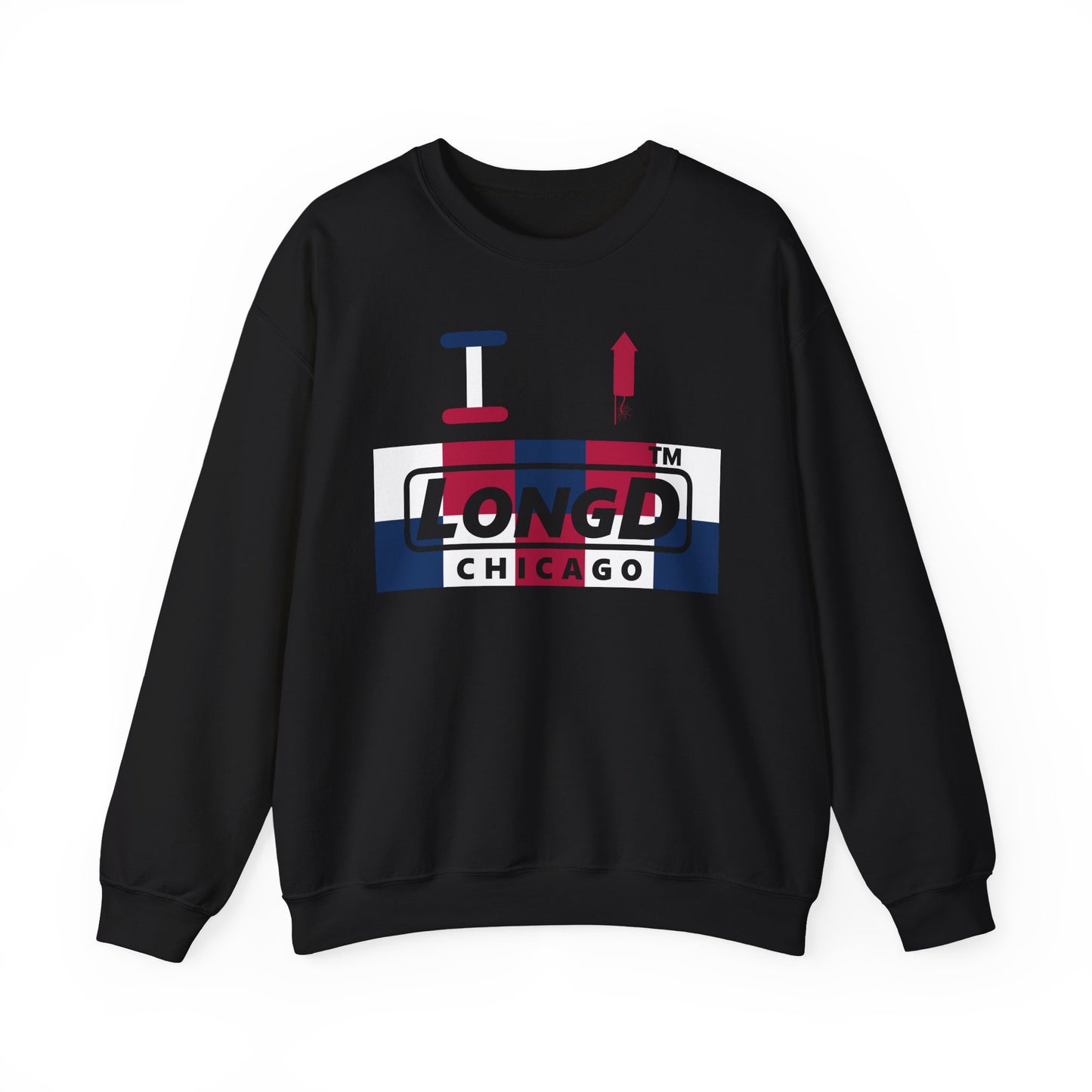 I firecracker LongD negative 2x5 Chicago logo crewneck sweatshirt