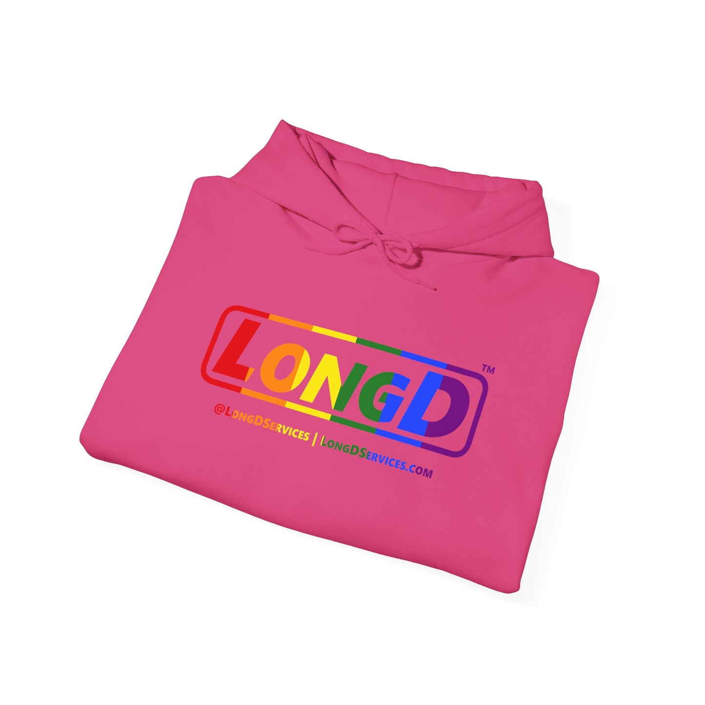 LongD® Logo Hoodie with Pride rainbow positive text