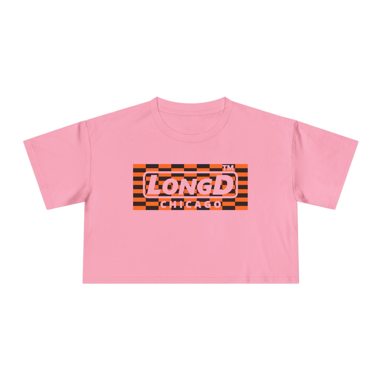 LongD Chicago negative tiled logo (Halloween colors) crop tee