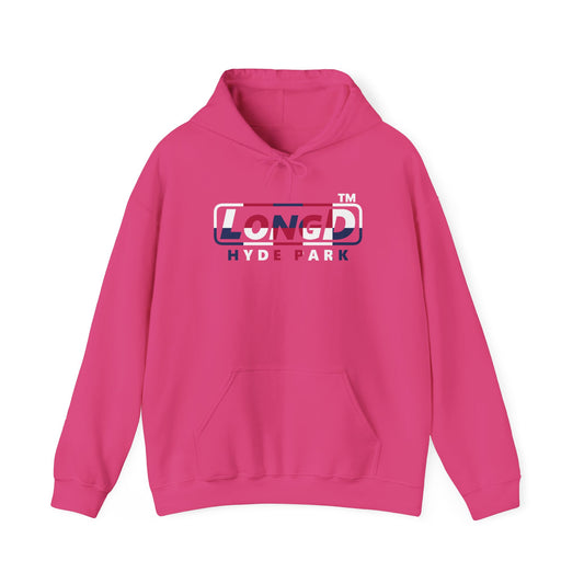 LongD® positive 2x5 Hyde Park logo hoodie (patriotic colors)