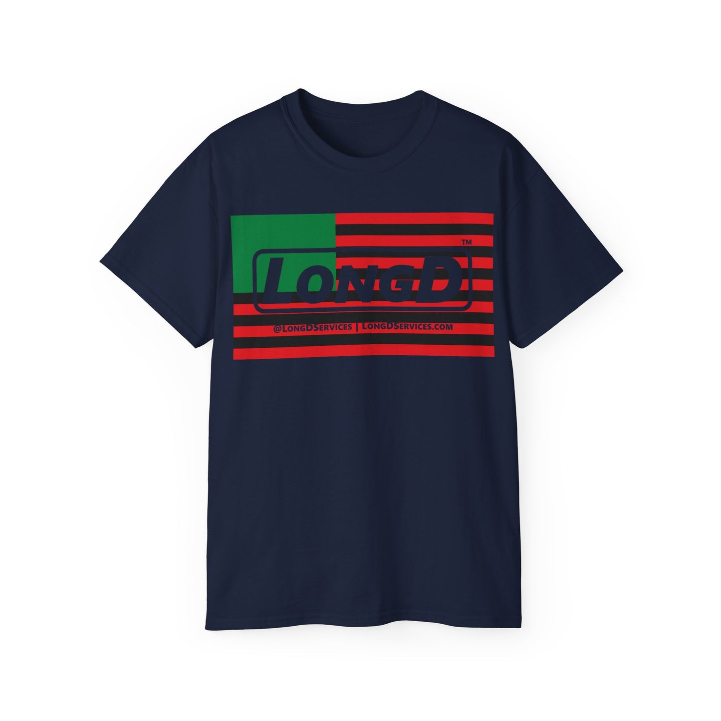 LongD® Logo Cotton Tee Juneteenth negative flag
