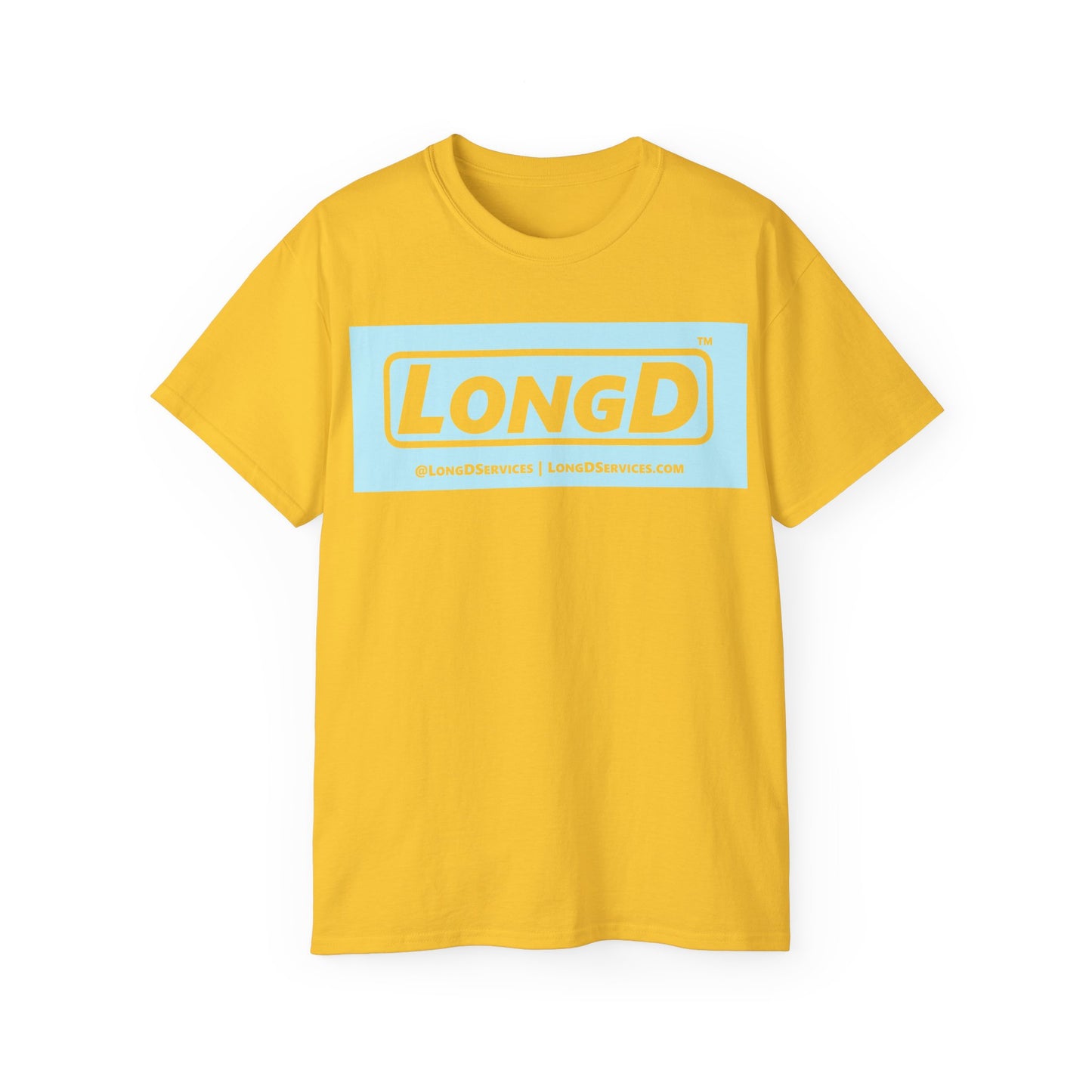 LongD® Logo Cotton Tee (Easter pastel blue in negative text)