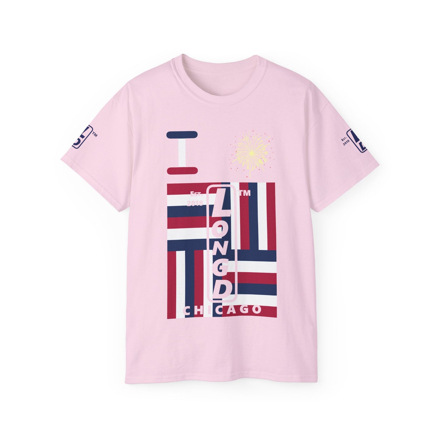I Burst LongD cotton tee negative windmill 4-print Chicago upright logo (Patriotic colors)