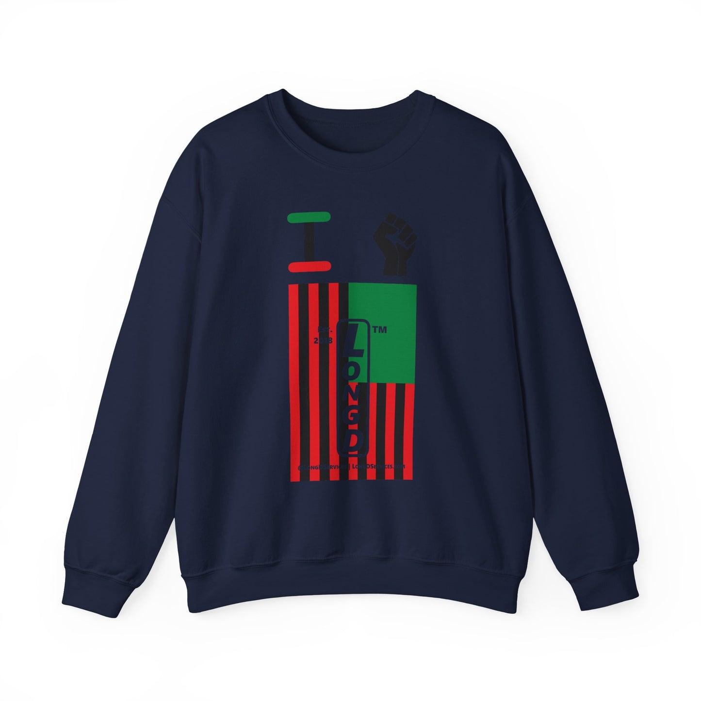 I Fist LongD negative flag tag-domain upright logo crewneck sweatshirt