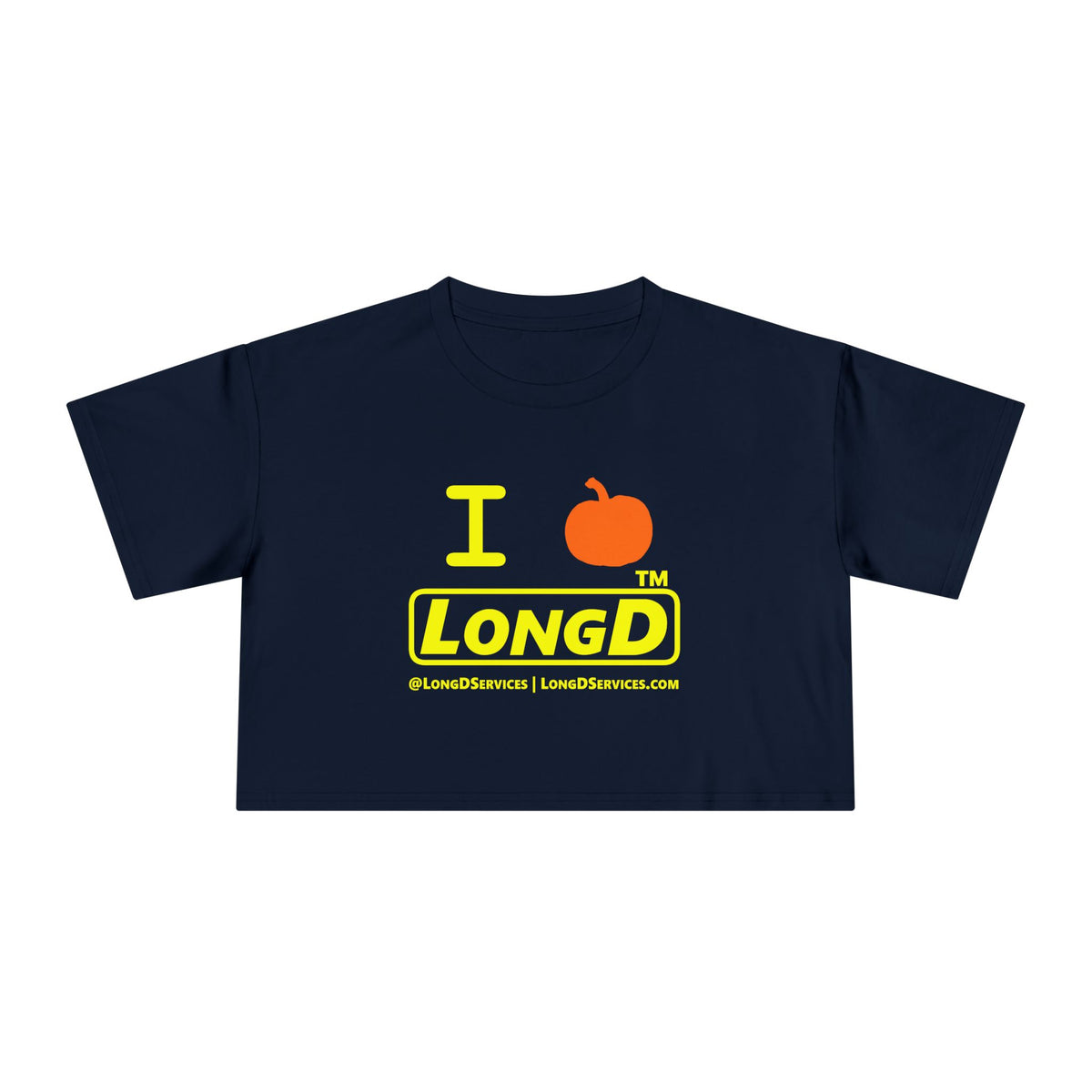 I pumpkin LongD Tag-domain positive alternate basic Yellow (FFFF00) logo crop tee