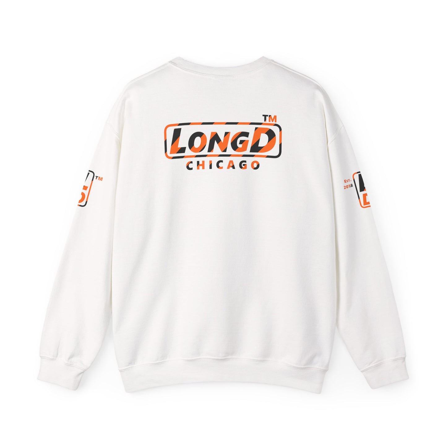 LongD Chicago positive 12-striped 4-print logo (Halloween colors) crewneck sweatshirt