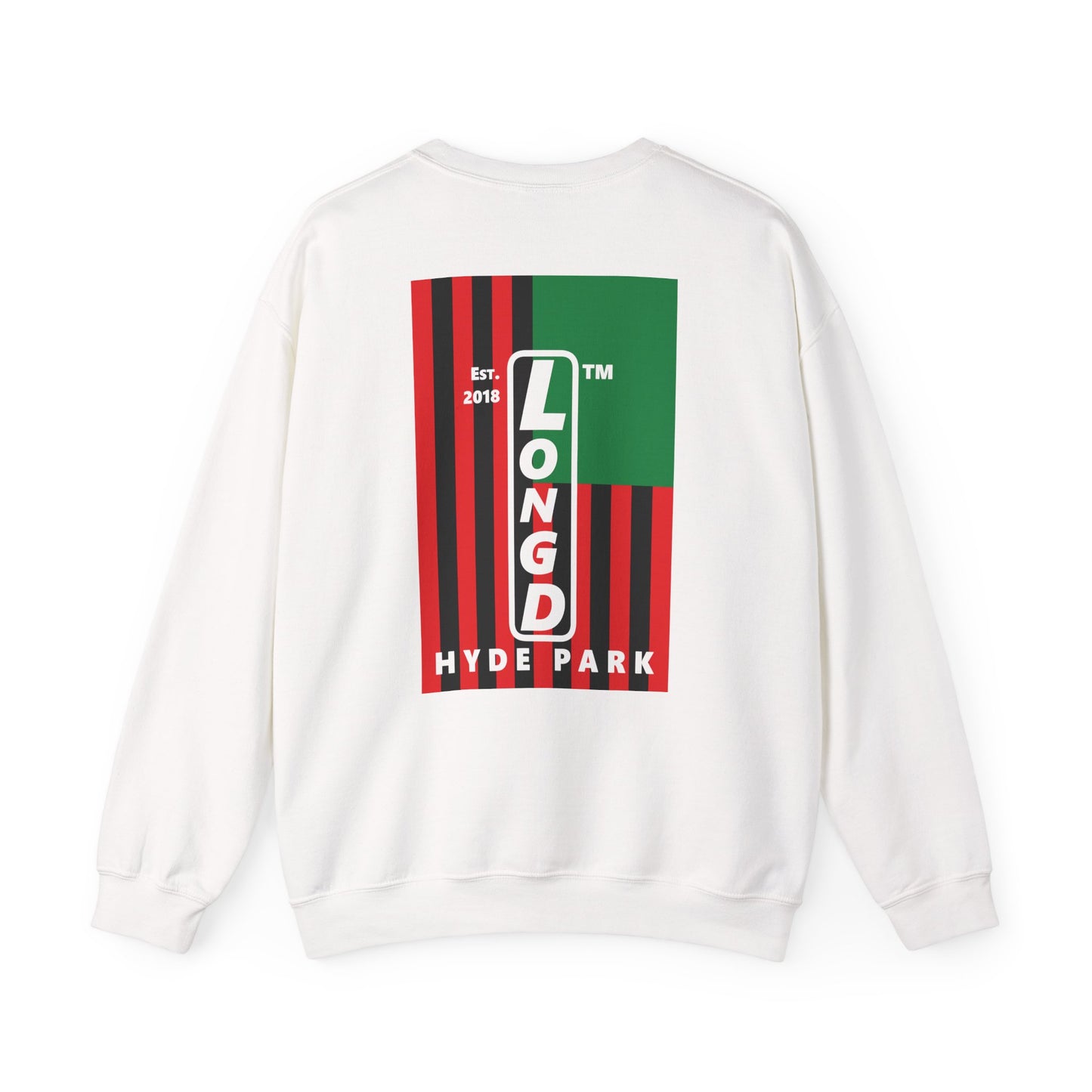 LongD negative cropped flag single-breasted front-back Hyde Park upright logo crewneck sweatshirt (Juneteenth colors)