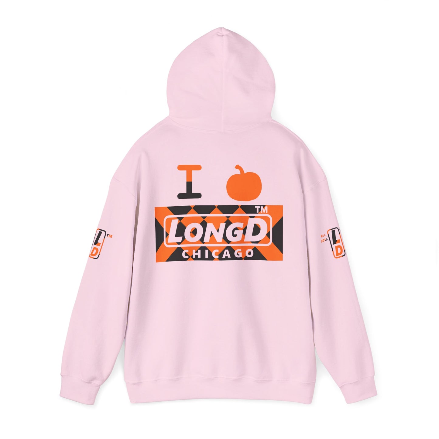 I pumpkin LongD Chicago negative stylized argyle 4-print logo hoodie