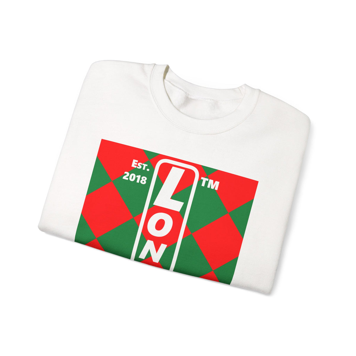 LongD Hyde Park negative upright argyle logo (Xmas colors) crewneck sweatshirt