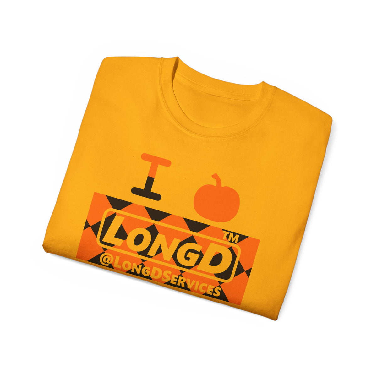 I pumpkin LongD Tag negative argyle logo cotton tee