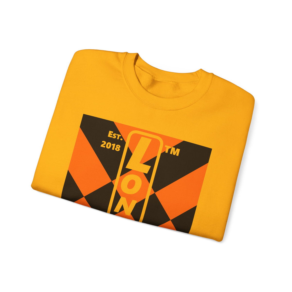 LongD Hyde Park negative upright mixed argyle logo (Halloween colors) crewneck sweatshirt