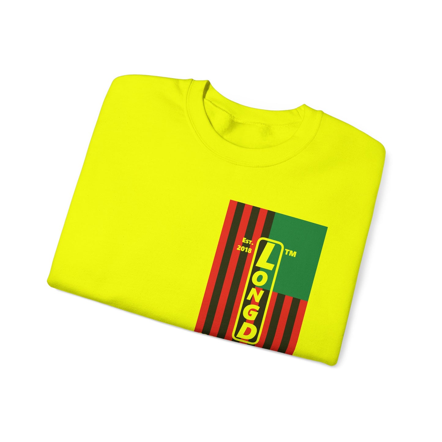 LongD negative cropped flag single-breasted front-back Hyde Park upright logo crewneck sweatshirt (Juneteenth colors)