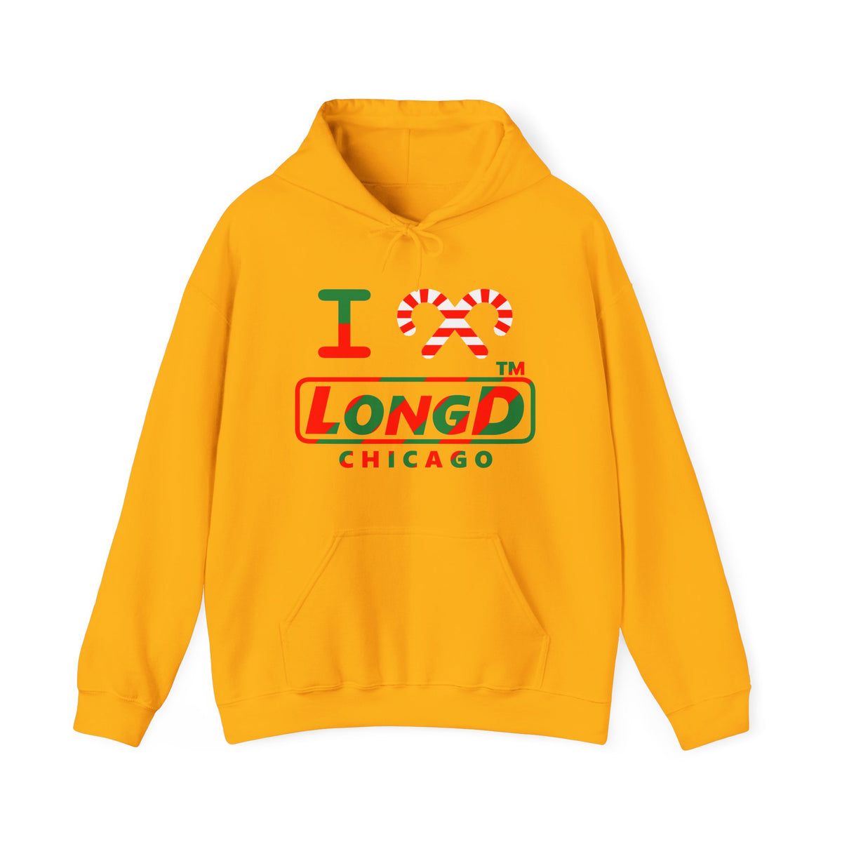 I candy cane LongD Chicago positive pixel-weighted 6-striped logo hoodie