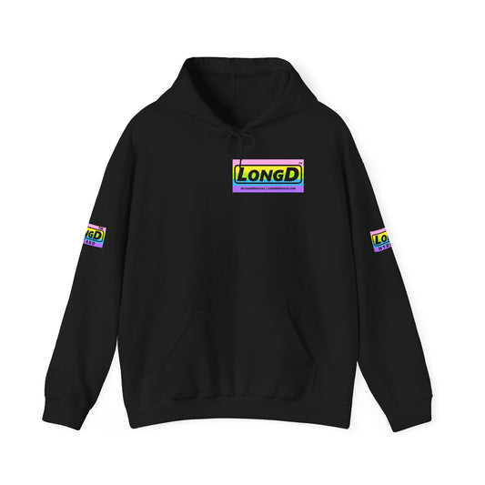 LongD negative horizontal striped 4-print tag-domain logo hoodie (Easter colors)