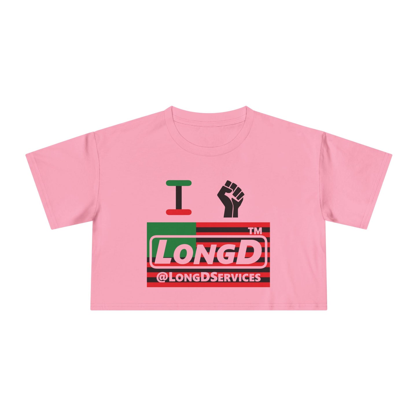 I fist LongD negative flag tag logo crop tee