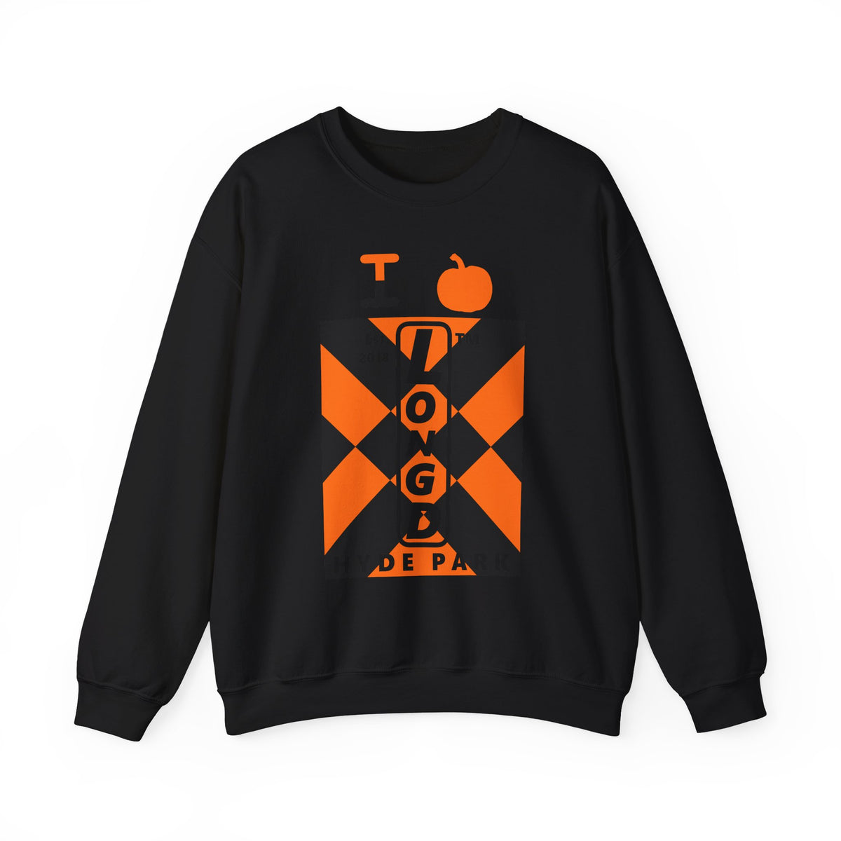 I pumpkin LongD Hyde Park negative upright mixed argyle logo crewneck sweatshirt