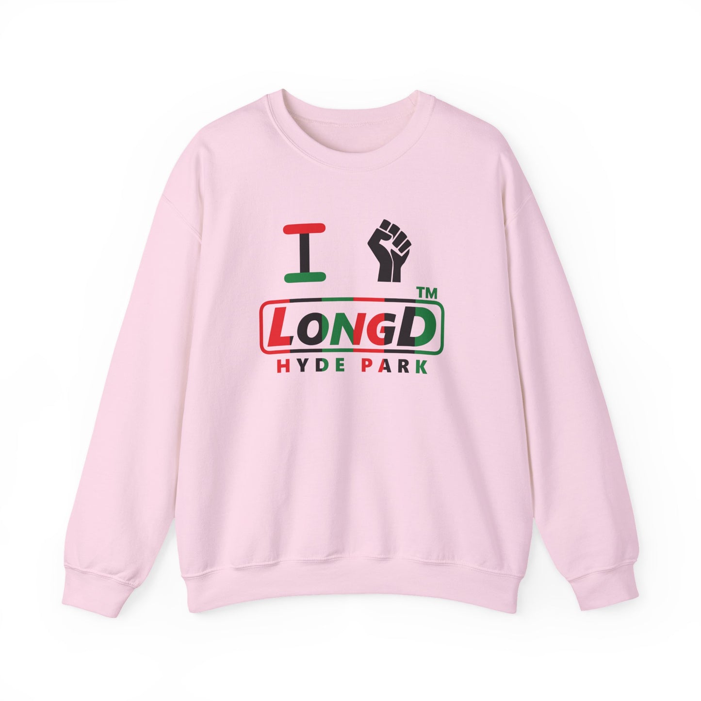 I fist LongD positive vertical 6-striped Hyde Park logo crewneck sweatshirt