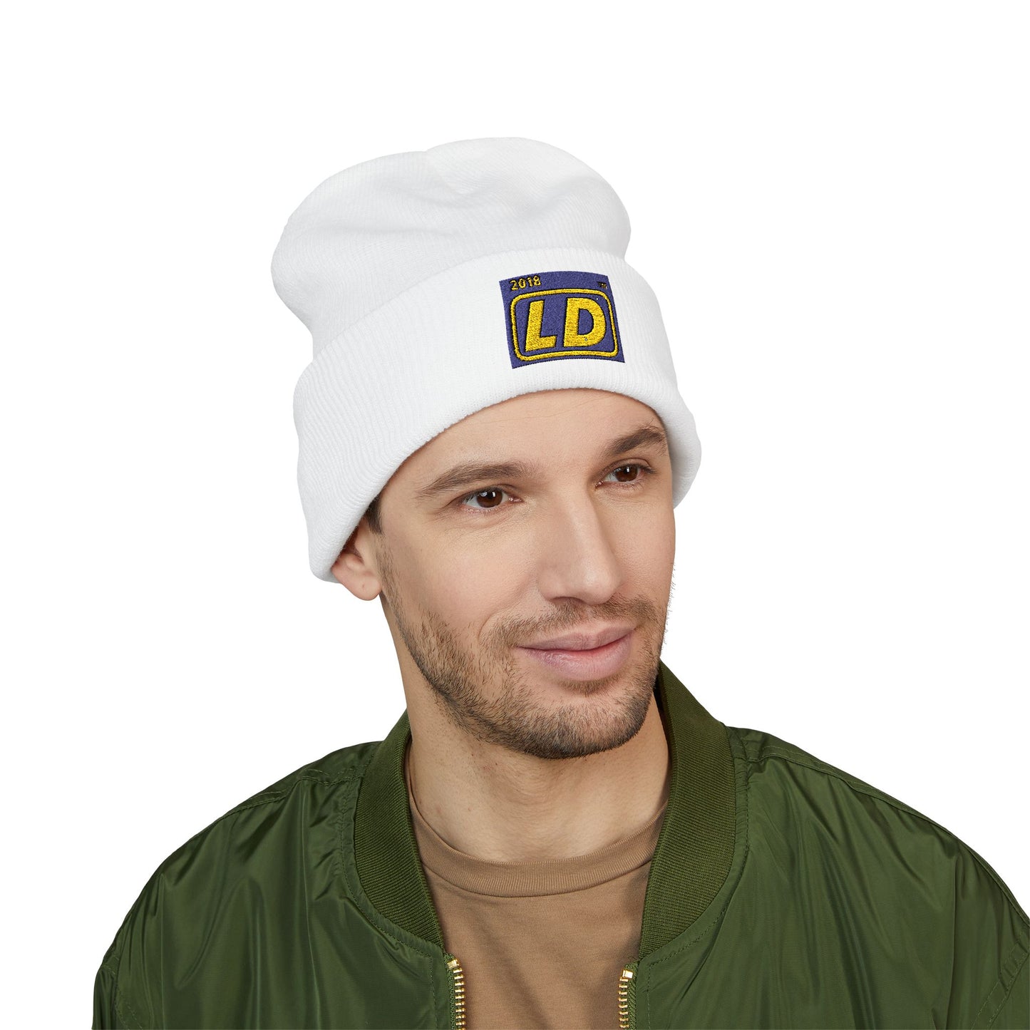 Embroidered Classic Cuffed Beanie reverse official logo initials