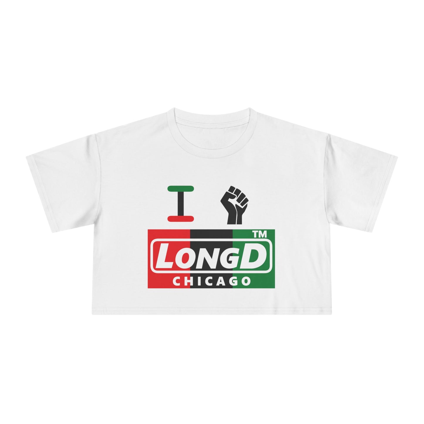 I fist LongD negative vertical 3-striped Chicago logo crop tee