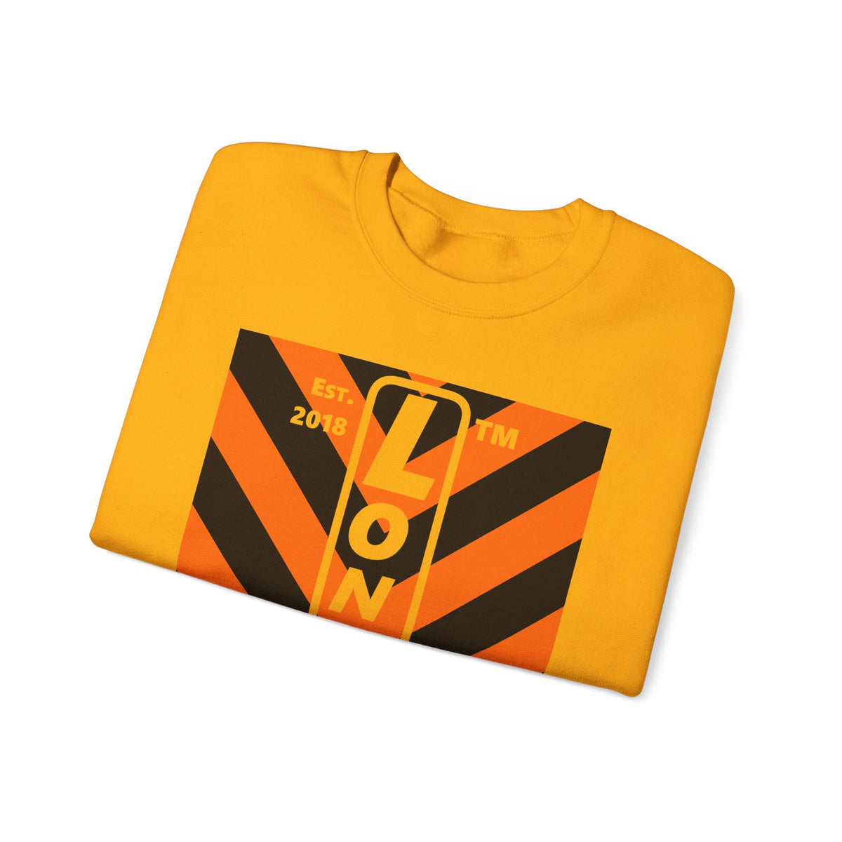 LongD Hyde Park negative upright downward chevron logo (Halloween colors) crewneck sweatshirt