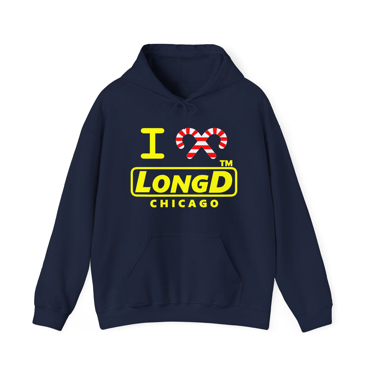 I candy cane LongD Chicago positive alternate basic yellow logo hoodie