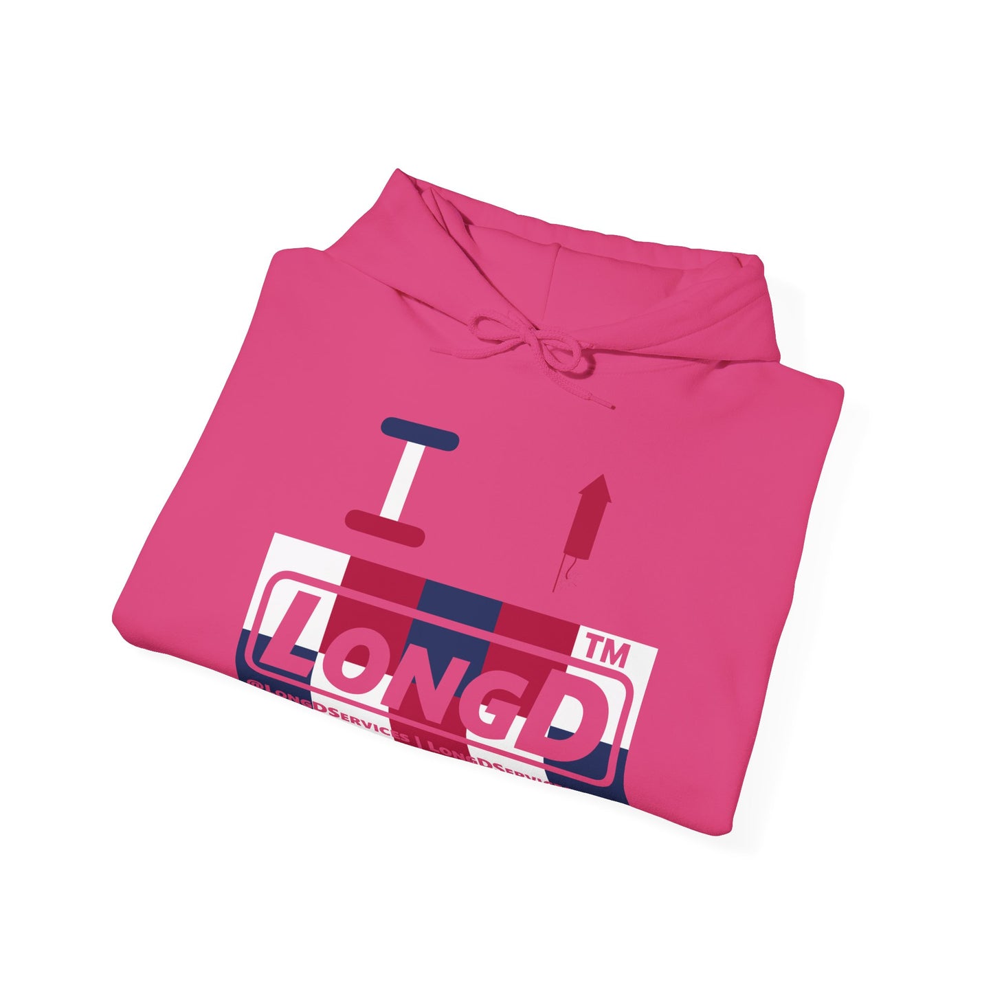 I firecracker LongD® negative 2x5 tag-domain logo hoodie