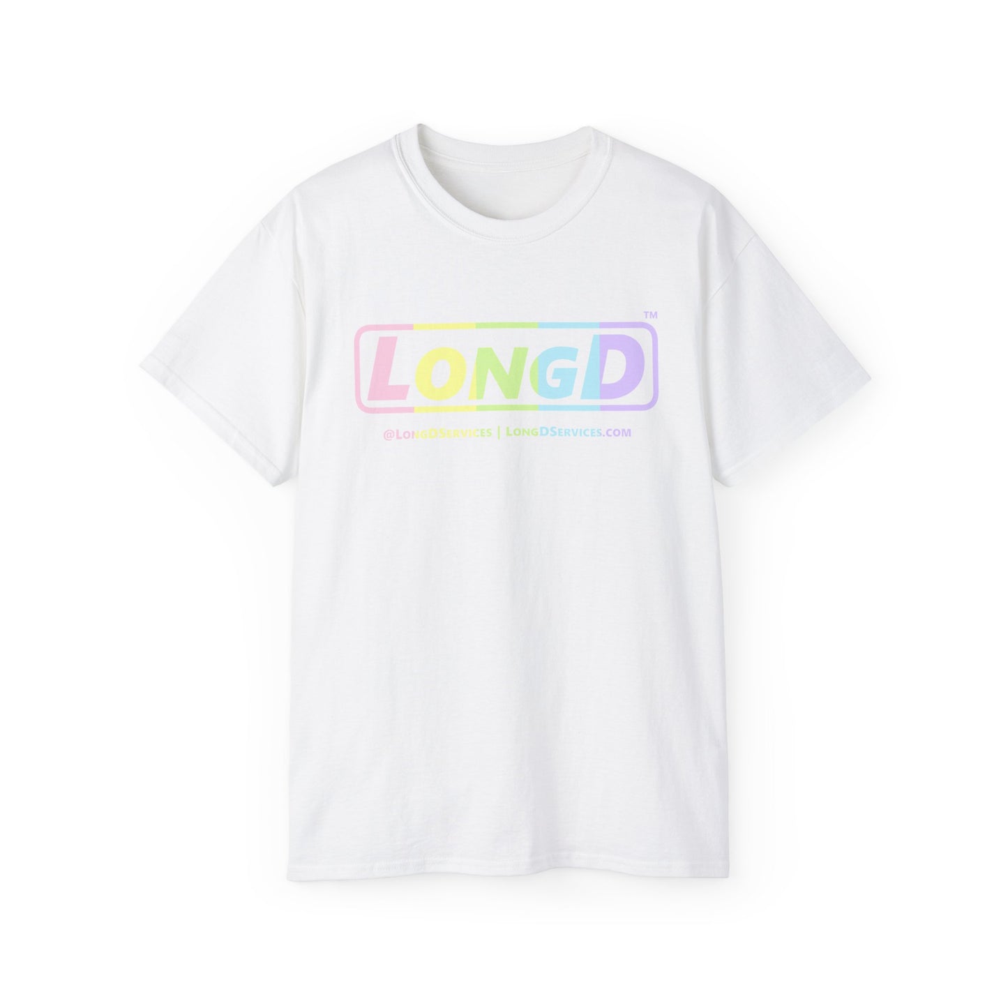 LongD® Logo Cotton Tee (Easter pastel spectrum in positive text)