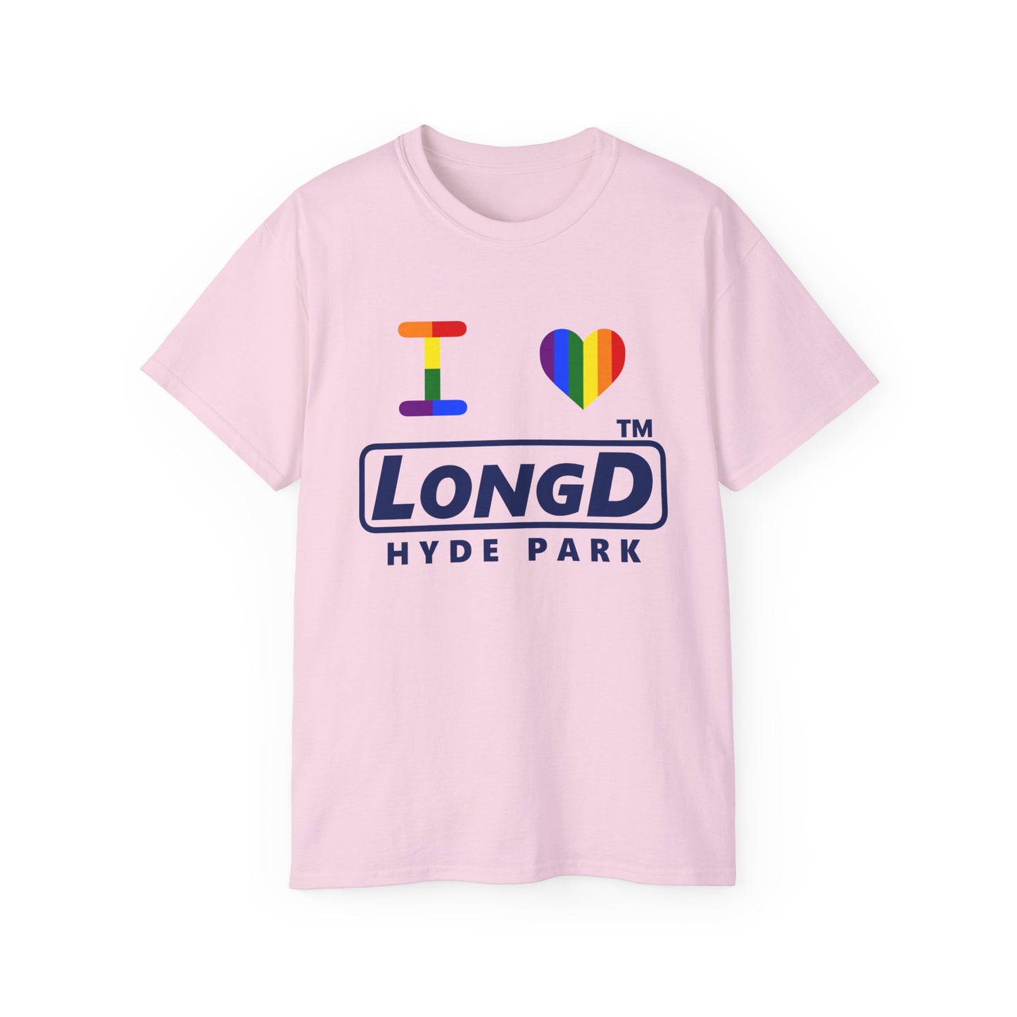 I Luv LongD official Hyde Park logo cotton tee (Pride colors)