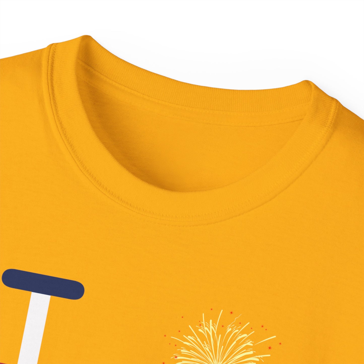 I Burst LongD cotton tee negative cropped flag Chicago upright logo (Patriotic colors)