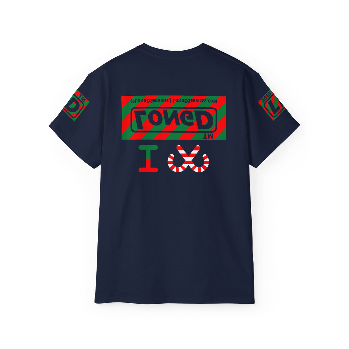I candy cane LongD Tag-domain negative 12-striped 4-print logo cotton tee