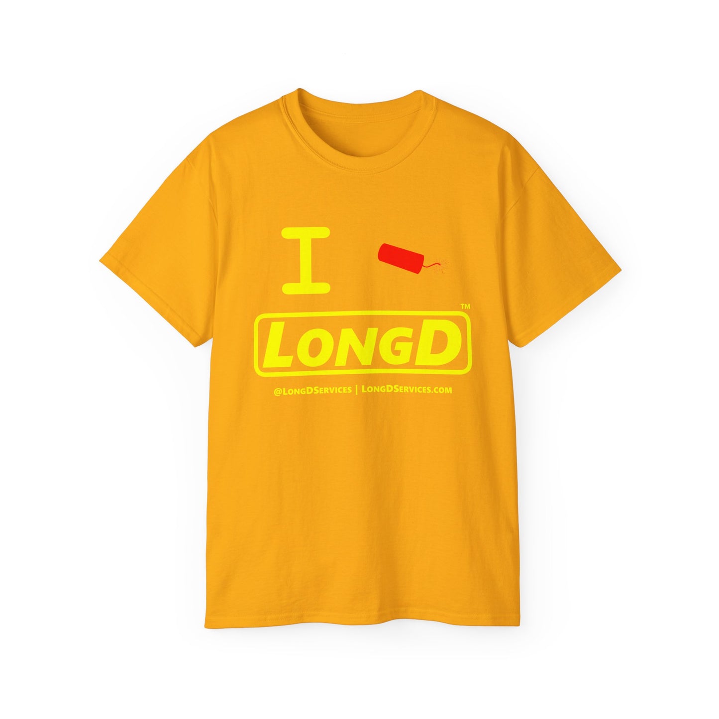 I Firecracker LongD® Reverse Logo Cotton Tee Red firecracker (no blue or white)