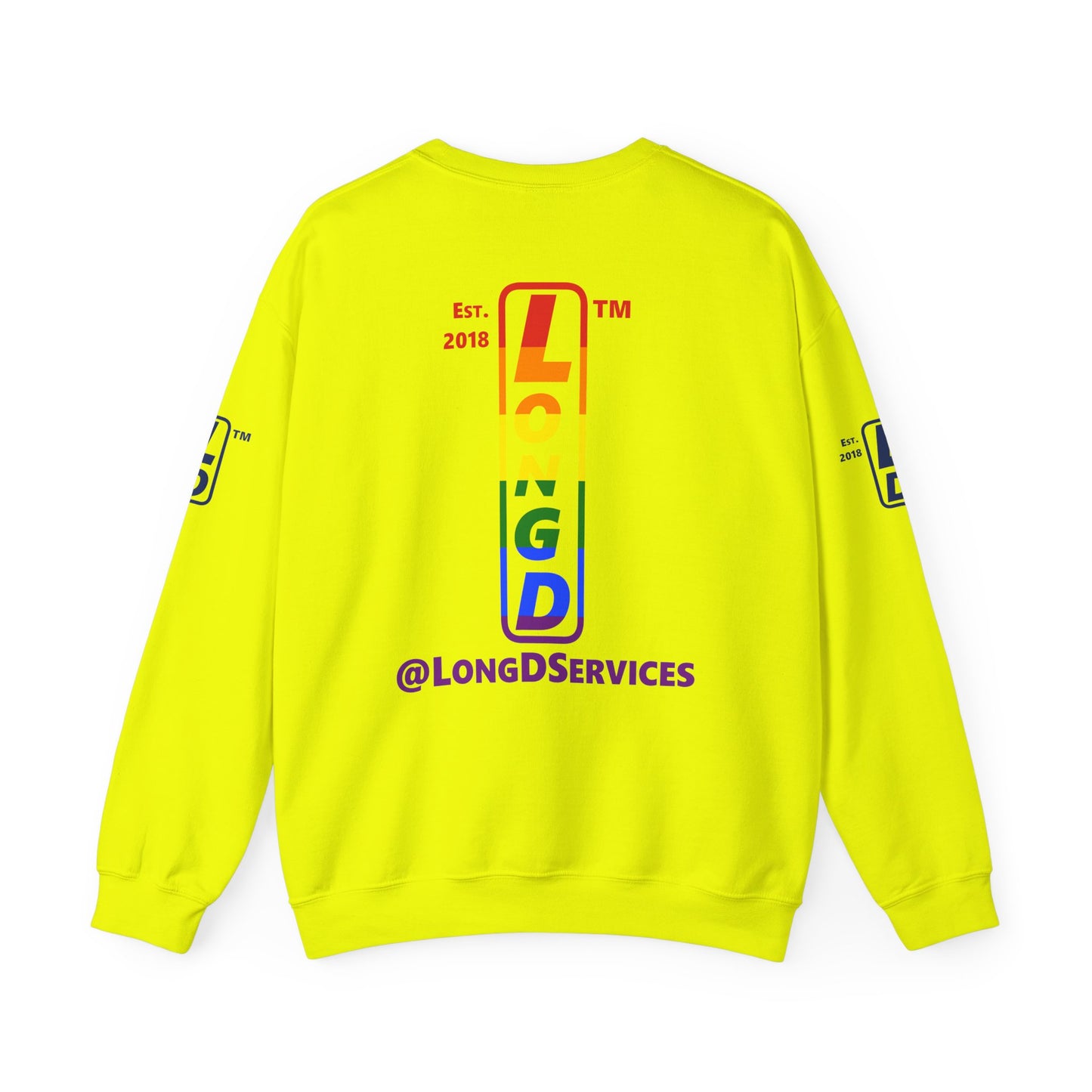 I Luv LongD positive horizontal 6-striped tag upright 4-print single-breasted logo crewneck sweatshirt