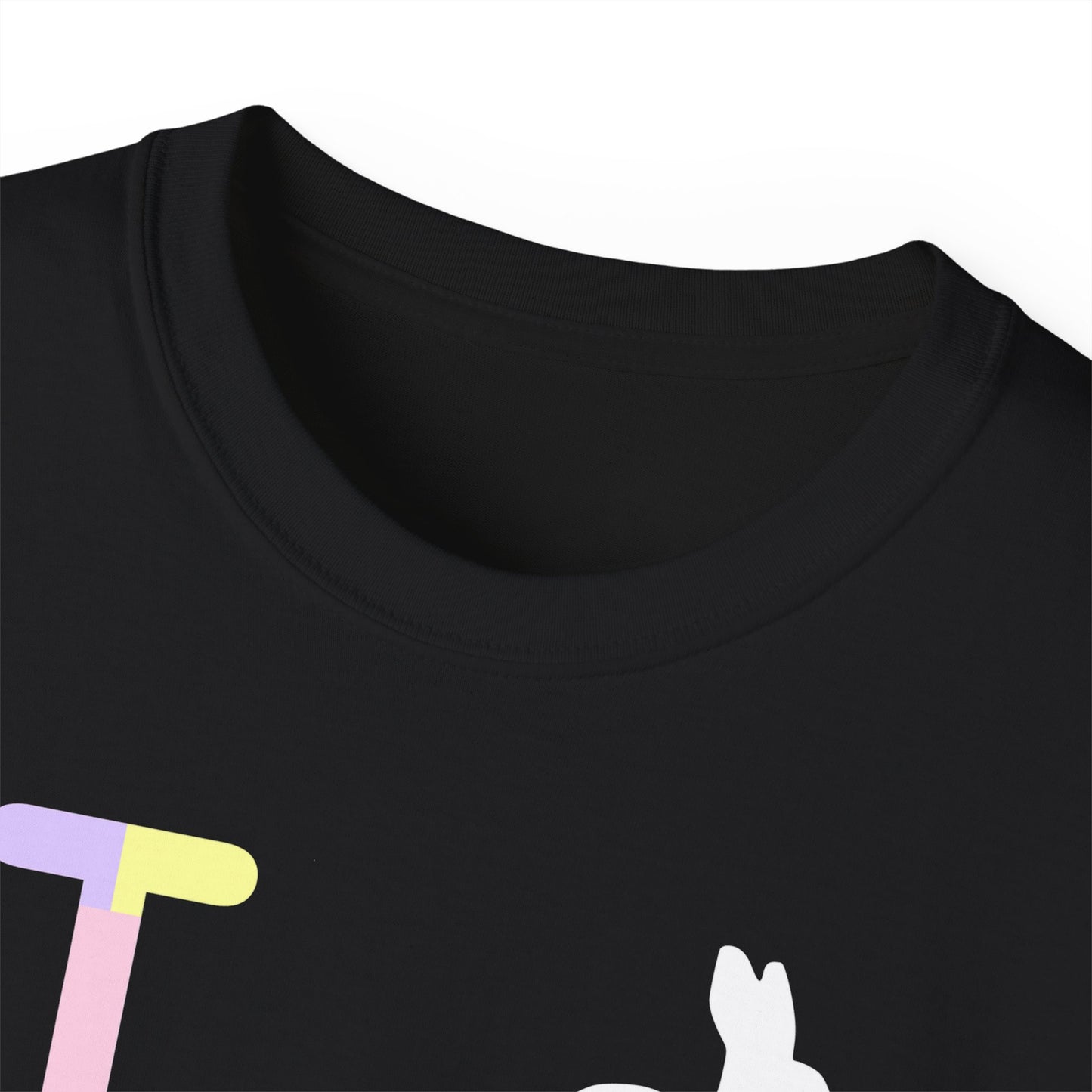 I Bunny LongD® Logo Cotton Tee Easter pastel variety negative text (white Easter Bunny)