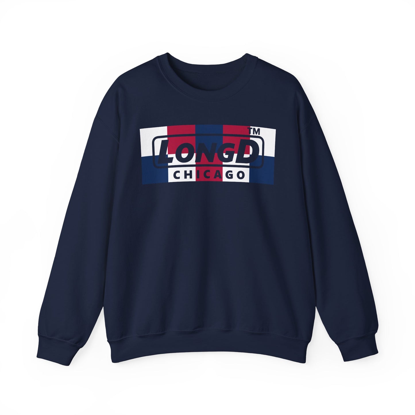 LongD negative 2x5 Chicago logo crewneck sweatshirt (patriotic colors)