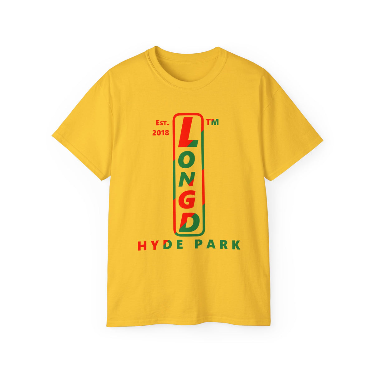 LongD Hyde Park positive upright pixel-weighted 4-striped logo (Xmas colors) cotton tee